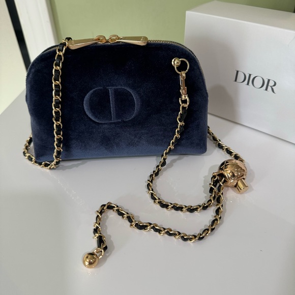 Dior Handbags - Dior Beauty Velvet Blue mini crossbody bag